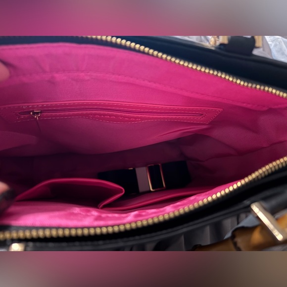 Trina Turk Elegant Black Tote with Bamboo Handles NWT - Picture 3 of 4